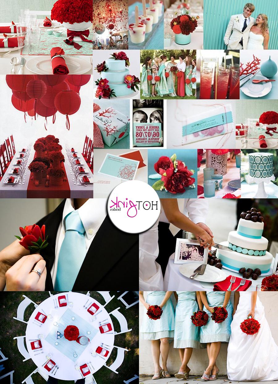 Type in red and aqua wedding