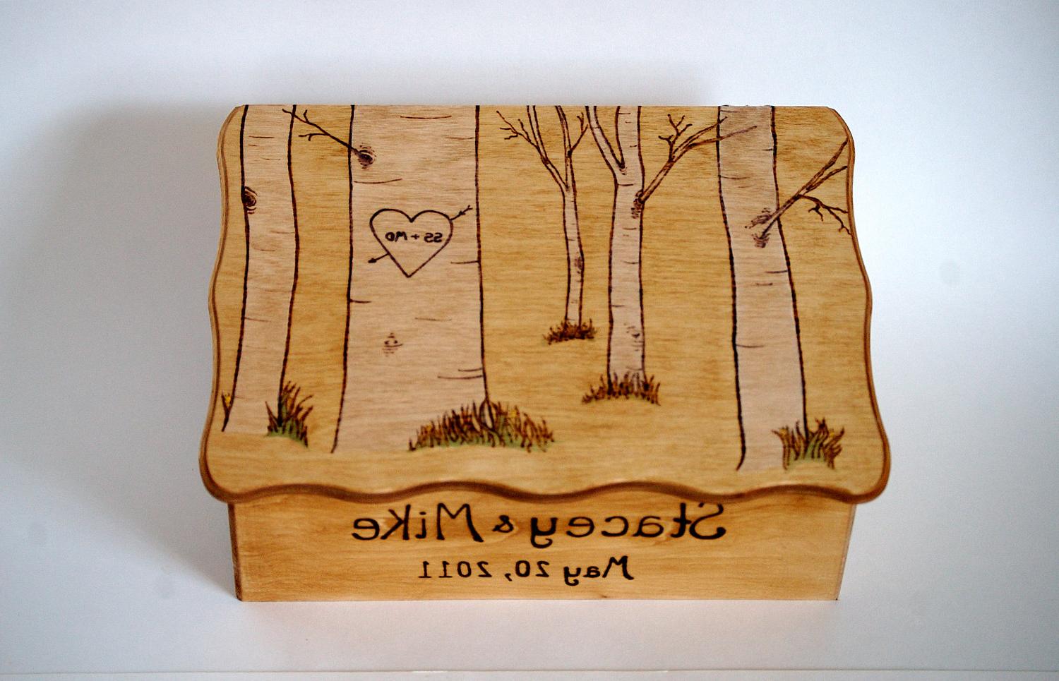 Personalized Wooden Aspen Tree Wedding Gift Card Box or Gift Box.