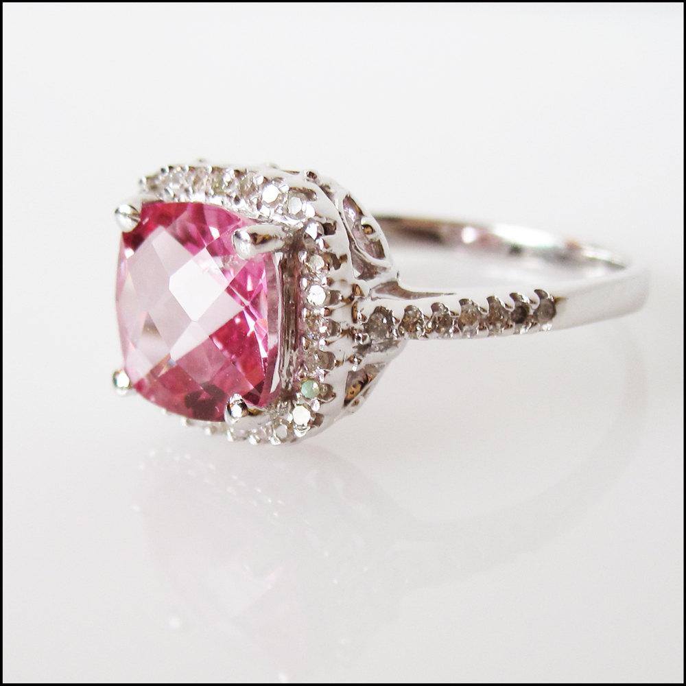 Cushion cut pink Topaz and