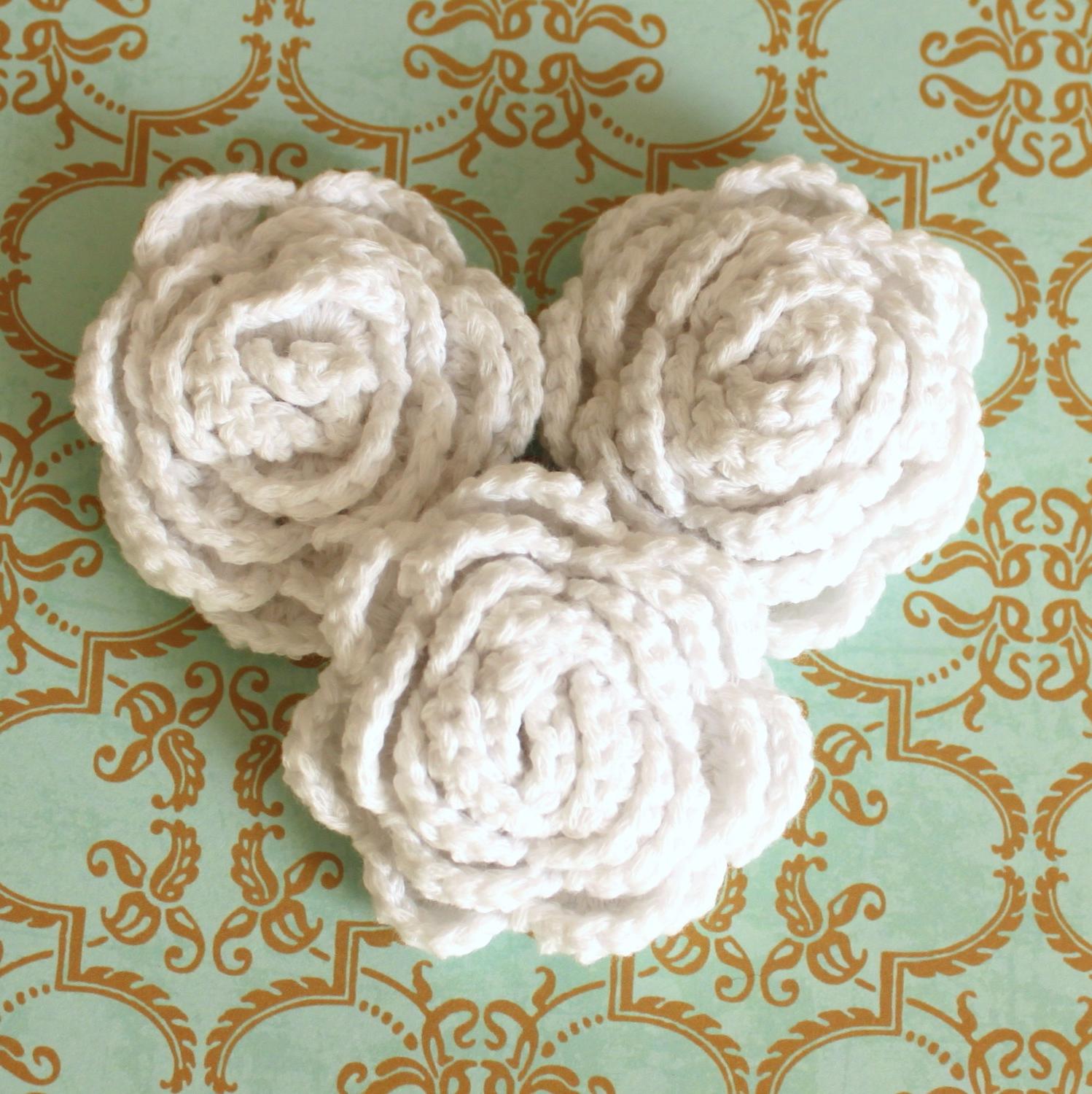 Lot of 3 White Crochet Flower