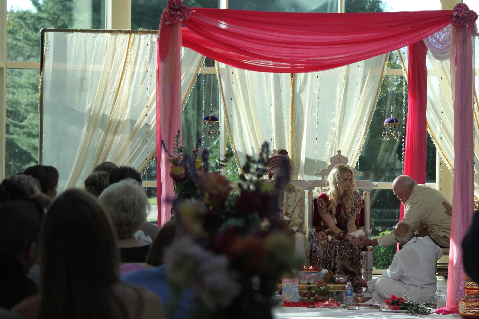 Seating under the mandap on