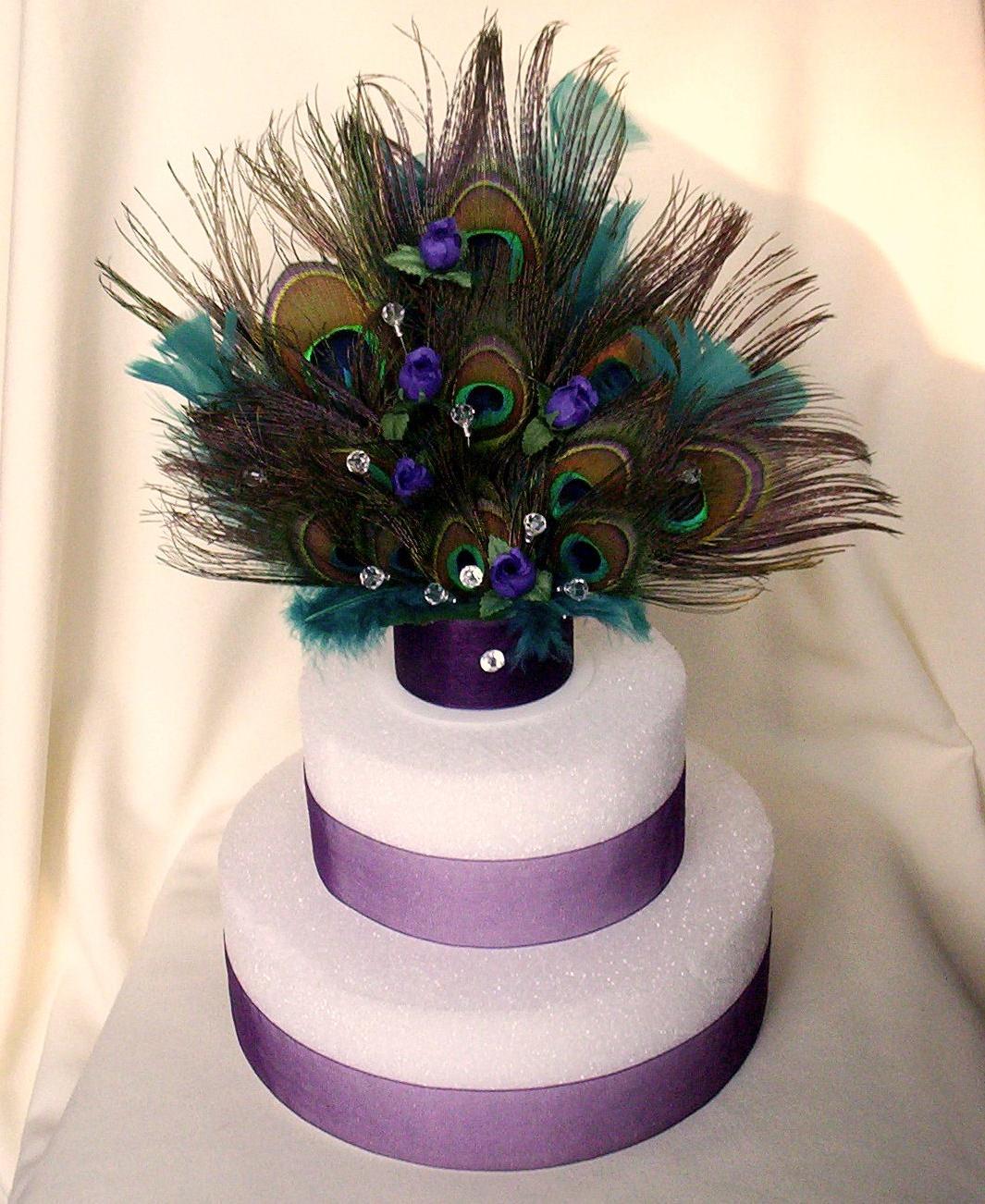 Teal Peacock Wedding Cake