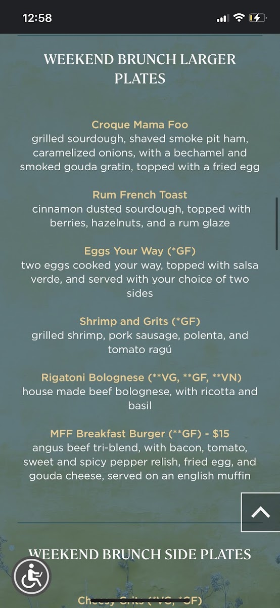 modified options, but the regular weekday/night menu does not (though there are options, see my post for more