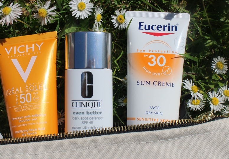 VichyIdealSoleil-SPF50-MattifyingFaceFluid,CliniqueEvenBetter-SPF45