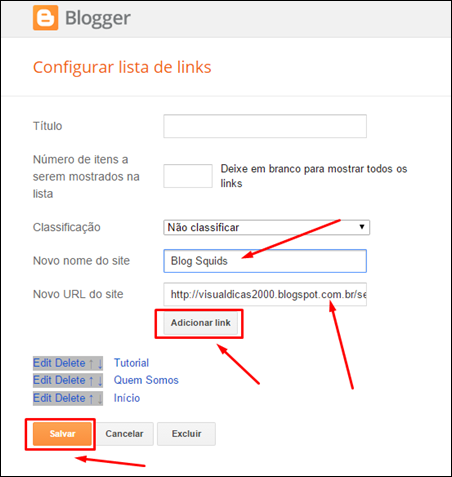 Como criar um menu no Blogger utilizando apenas uma lista de links - Visual Dicas