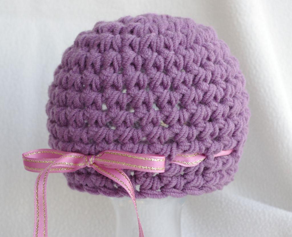 Baby girl lilac and pink Beanie Hat Fancy Newborn Photo Prop