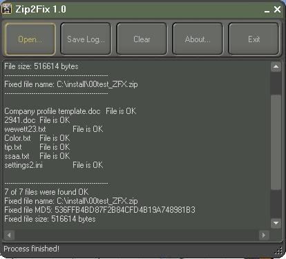 Zip2Fix tool windows