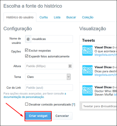 Crie widgets para o seu blog e mostre tudo o que rola no Twitter - Visual Dicas