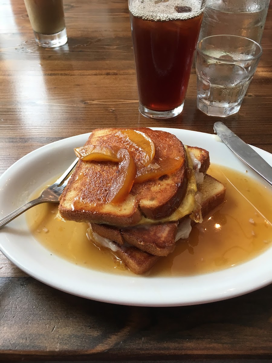 Wow! GF Peach stuffed French toast! I couldn’t tell you the last time I had plain French toast out to eat, let alone this! It was AMAZING. I HIGHLY recommend.