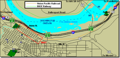 Map of The Dalles, Oregon