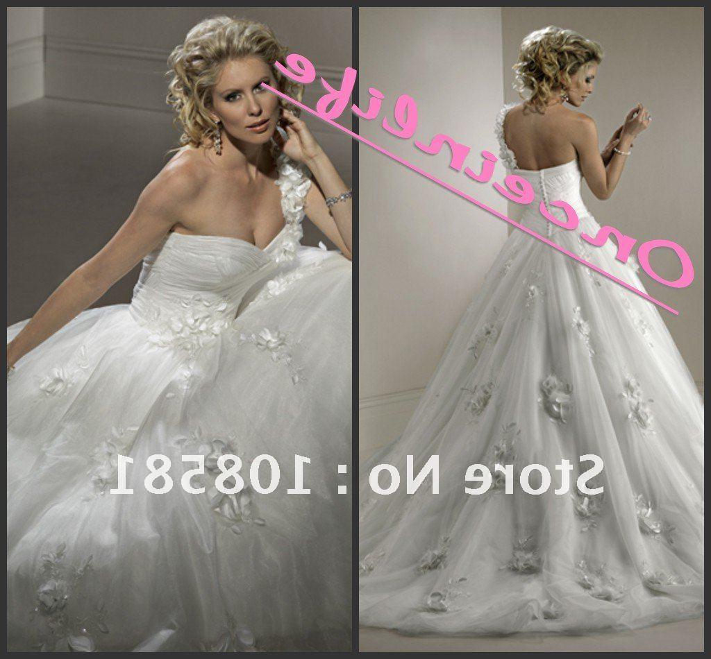 Buy lady wedding dress gowns, lace wedding gown, one shoulder wedding dress,