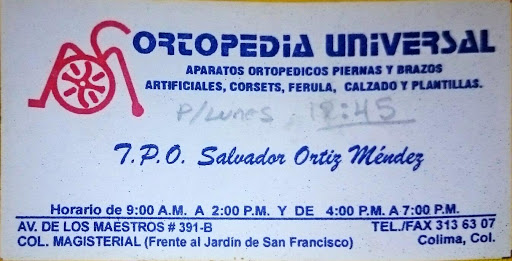 Ortopedia Universal, Maestros 391, Magisterial, 28030 Colima, Col., México, Ortopedia | COL