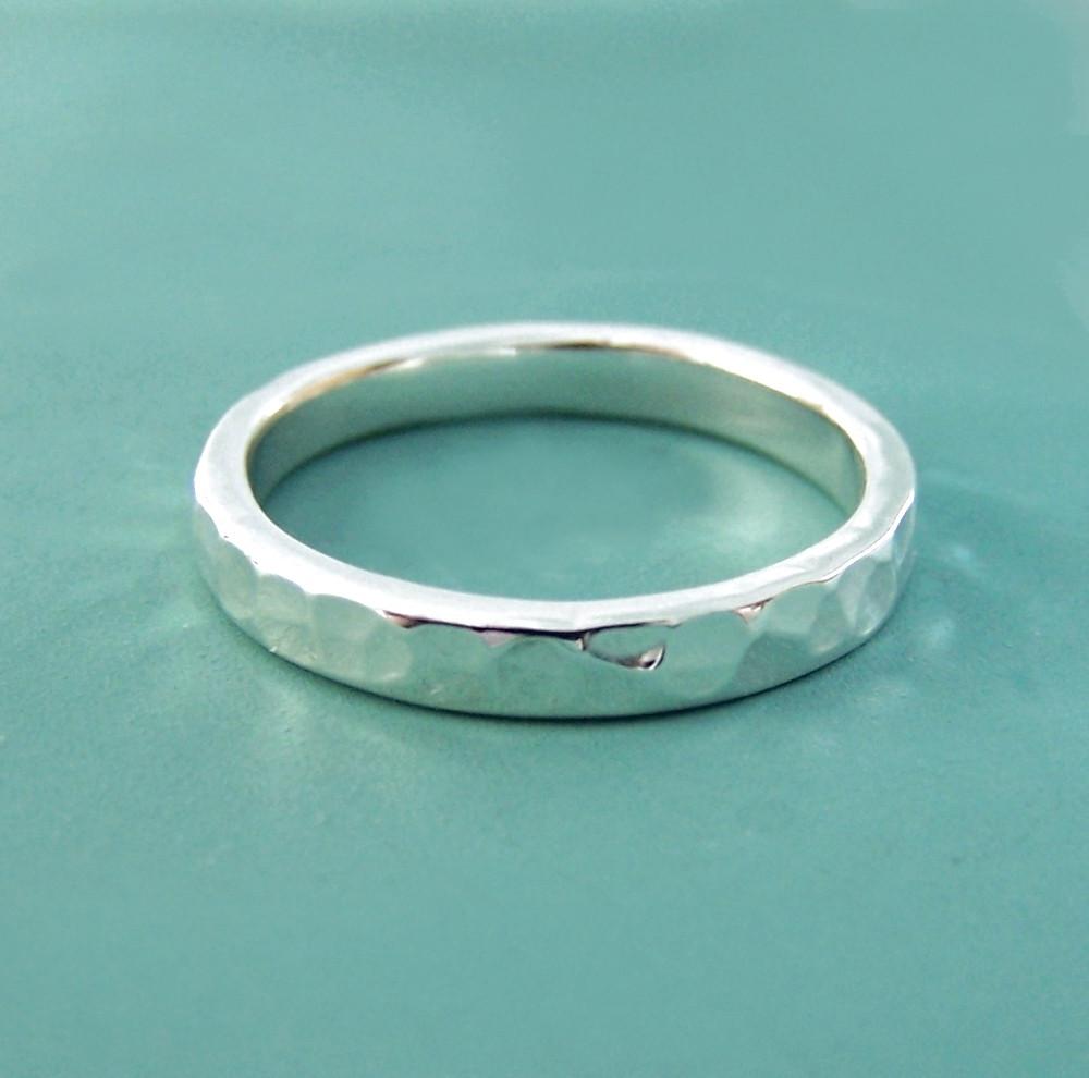 Simple Hammered Wedding Ring