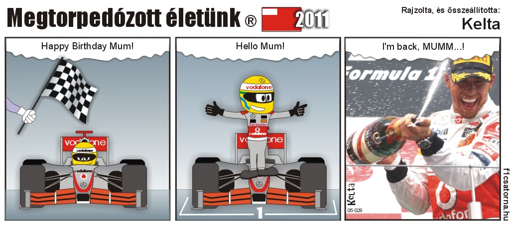 Льюис Хэмилтон побеждает за McLaren на Гран-при Абу-Даби 2011 - комикс Kelta