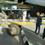 analysing the additional fuel tank of a tank at Dutch National Military Museum Soesterberg in Soest, Netherlands 