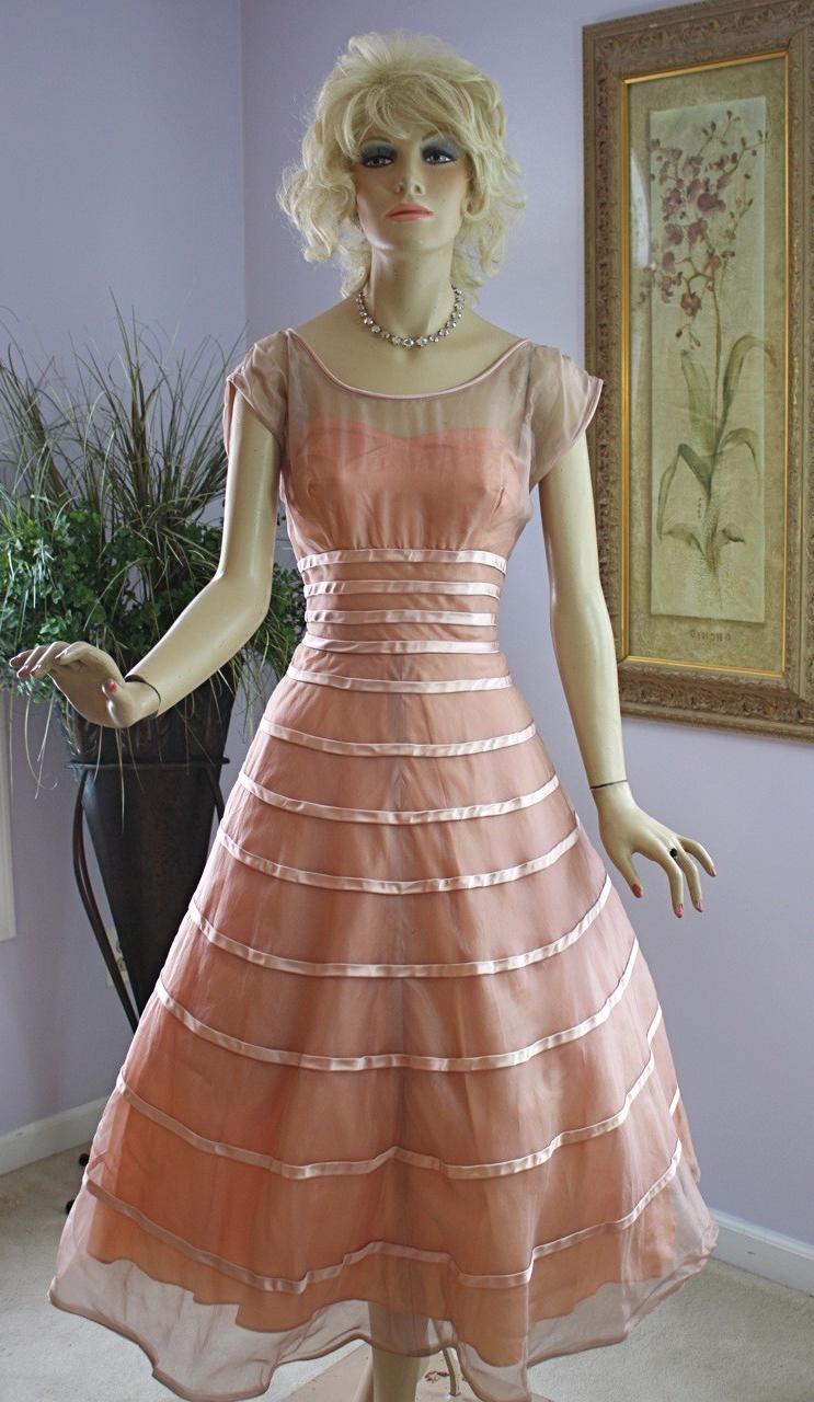 Vintage 50s Formal Dress Pink