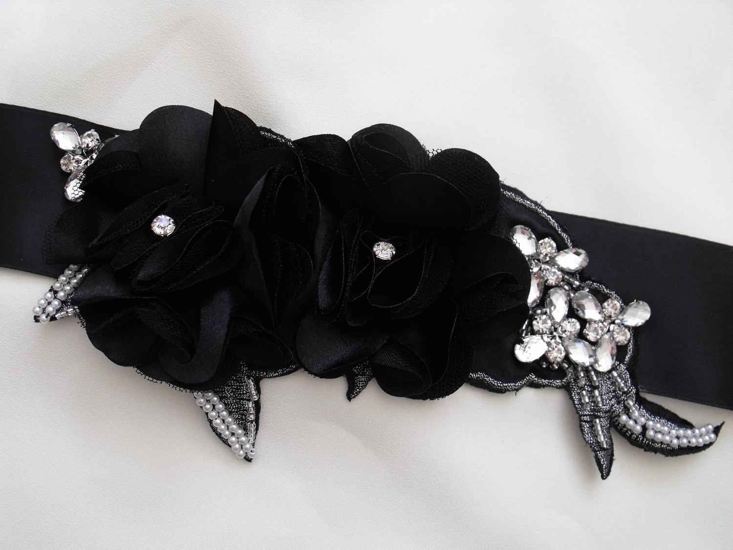 Black Bridal Gown Sash