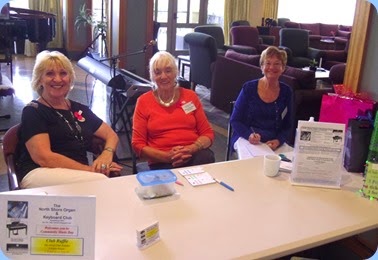 The Three Musketeers - L:R: Margaret Black, Delyse Whorwood, and Diane Lyons. Manning the Information and Raffle Desk for the day.