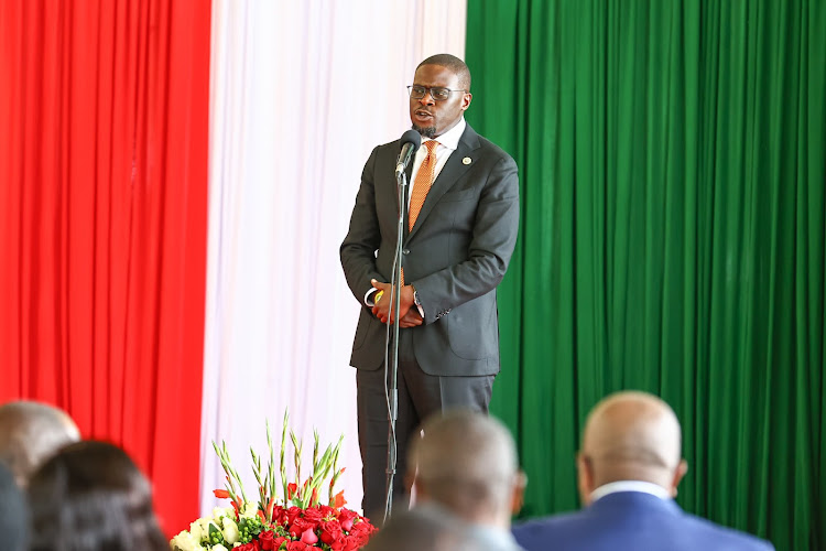 Nairobi Governor Johnson Sakaja during the launch of Kenya Urban Support Programme (KUPS2) at Statehouse, Nairobi on May 7, 2024.