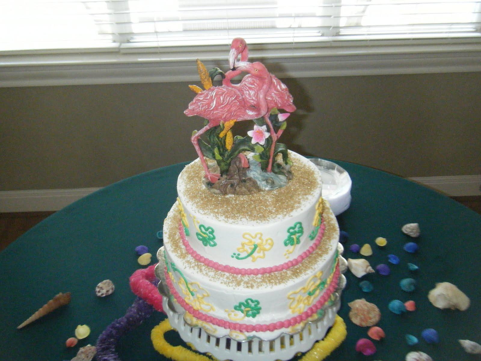 flamingo wedding cake