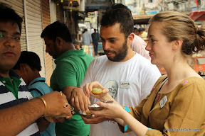 eating gol gappas in Delhi http://indiafoodtour.com http://foodtourindelhi.com eating gol gappas in Delhi http://indiafoodtour.com http://foodtourindelhi.com