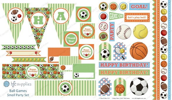 2015 April 30 monthly review new printables party set ball games collage sheet hazelfishercreations