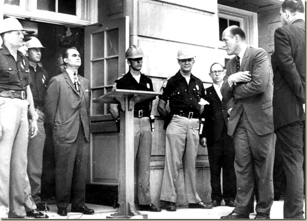 George Wallace stands in Alabama school hosue door