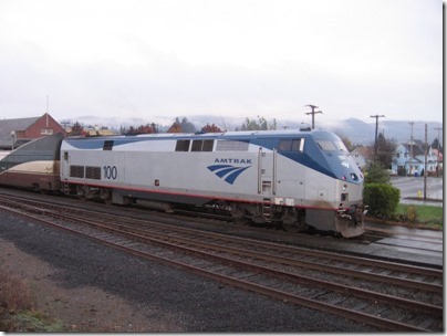 IMG_4600 Amtrak P42DC #100 in Kelso, Washington on on November 29, 2008