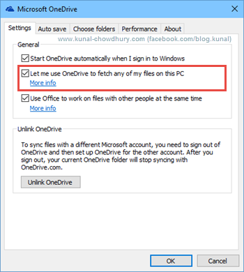 Improvements in OneDrive for Windows 10 - Fetch any of my files settings (www.kunal-chowdhury.com)