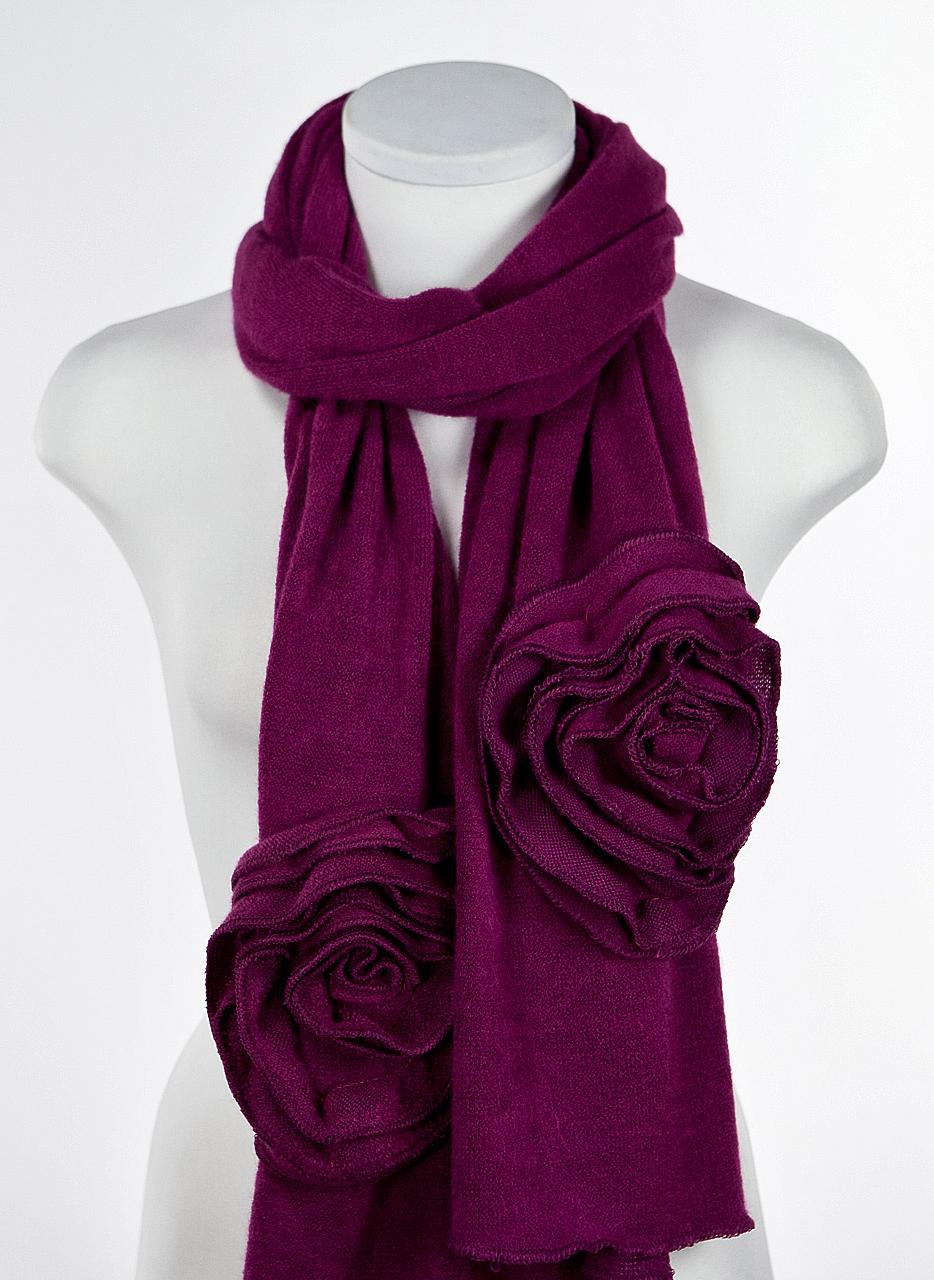 Magenta Scarf With Rose Detail