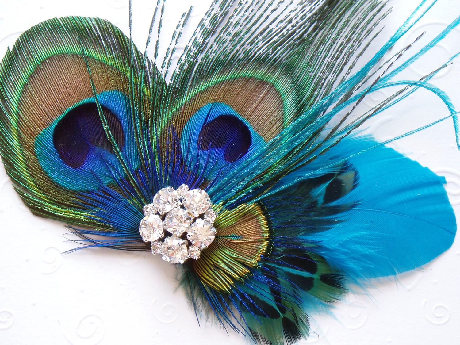 Peacock Feather Hair Clip