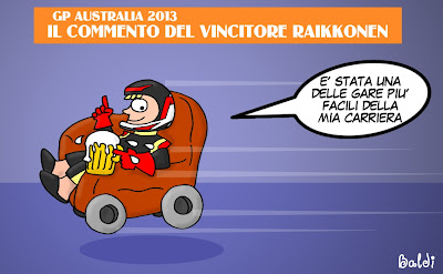 Кими Райкконен с пивом в кресле - комикс Baldi по Гран-при Австралии 2013