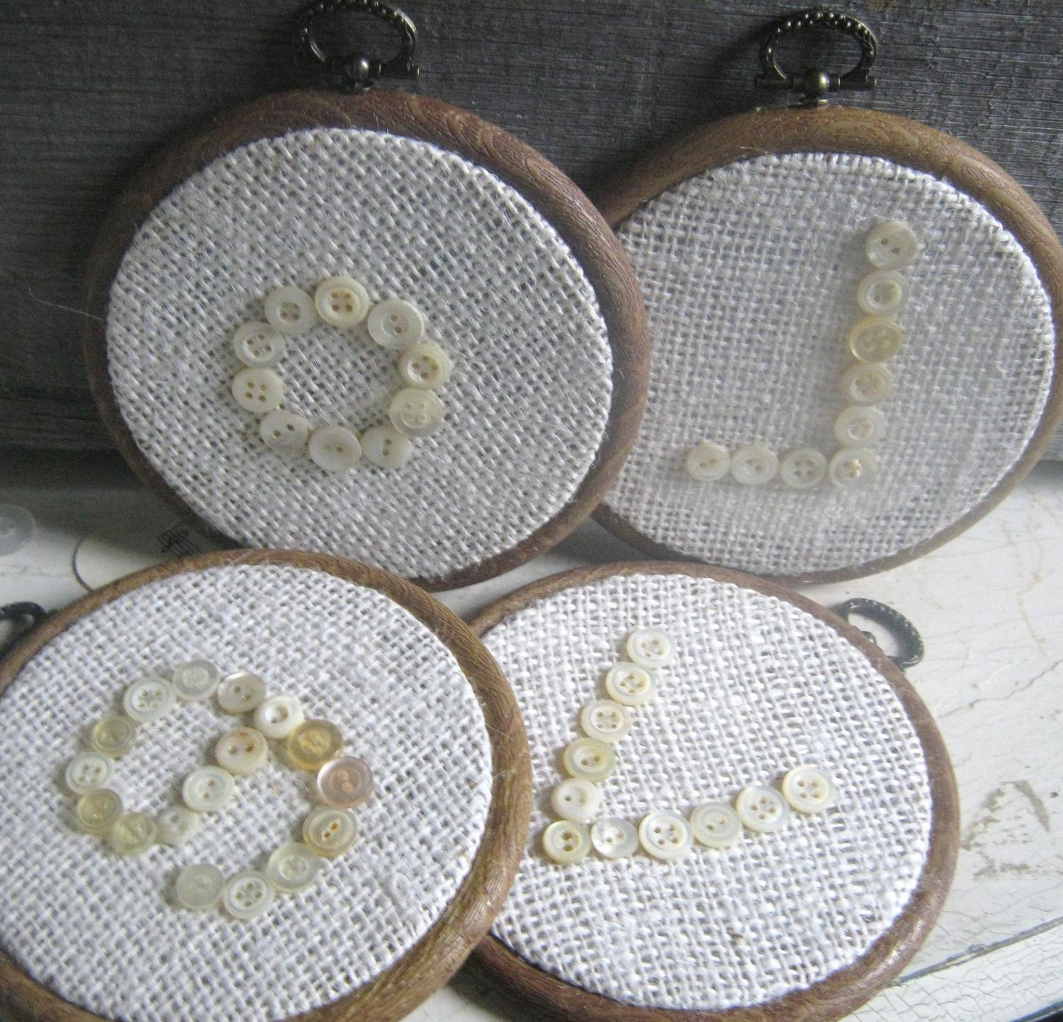 burlap and buttons Love