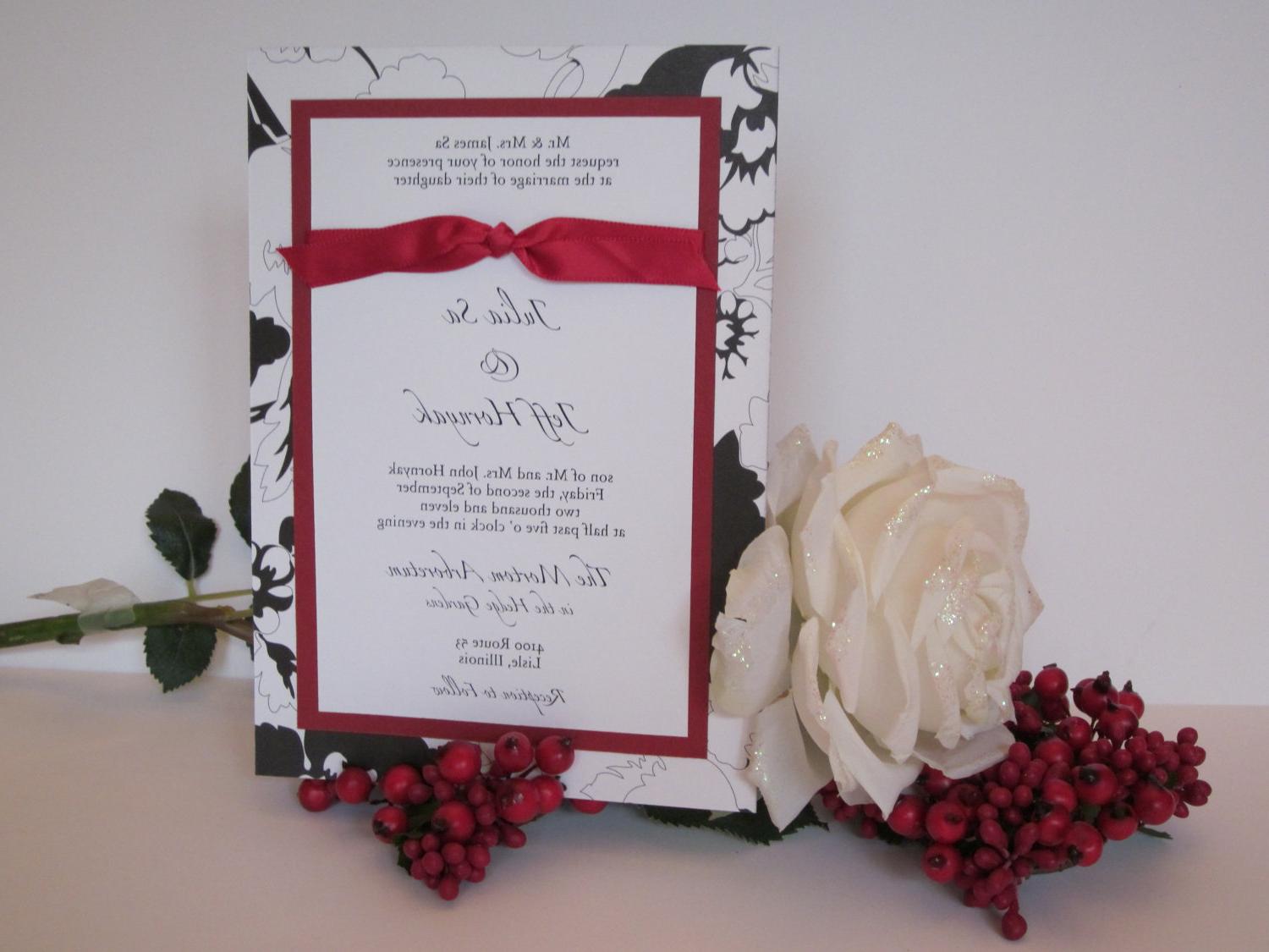 Wedding Invitation Simply Elegant Patterned Ribbon Tied