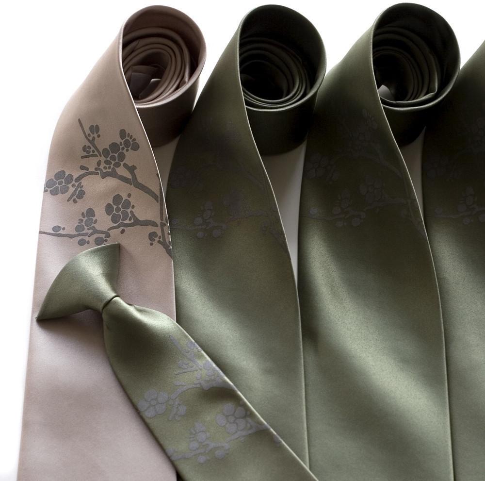 4 Groomsmen neckties, matching silkscreen design microfiber ties - wedding