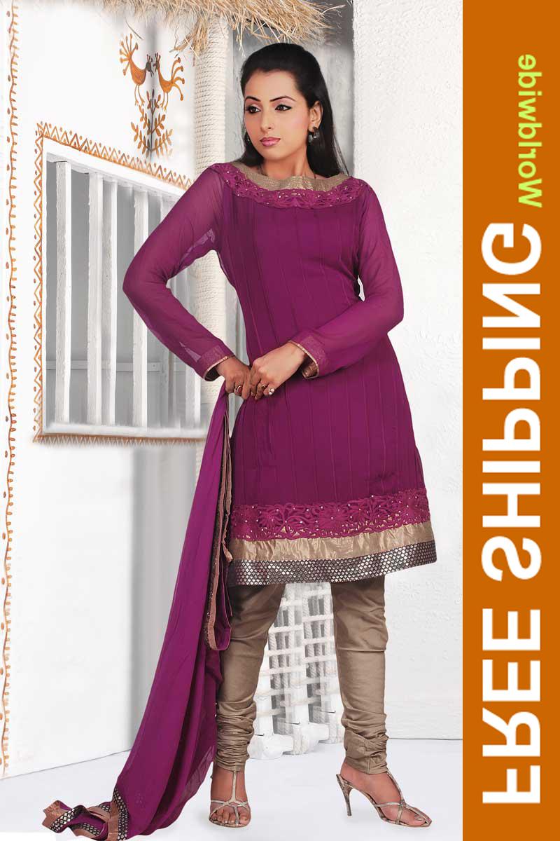 Purple and Mud Gray Georgette