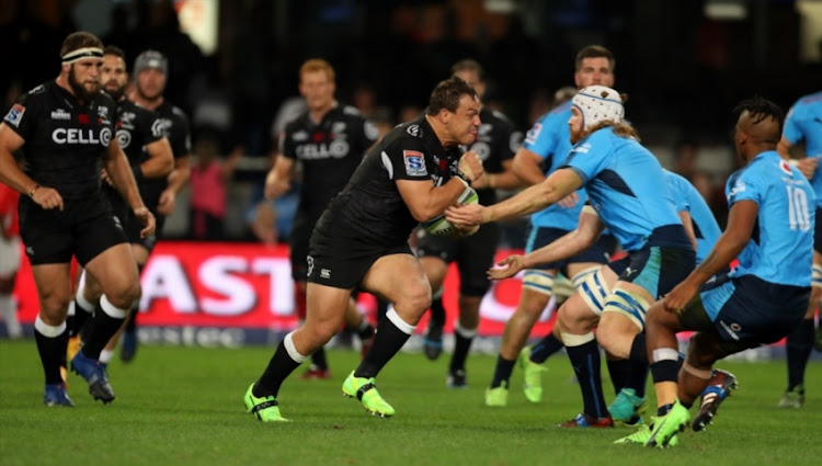 Coenie Oosthuizen of the Cell C Sharks during the Super Rugby match between Cell C Sharks and Vodacom Bulls at Growthpoint Kings Park on June 30, 2017 in Durban.