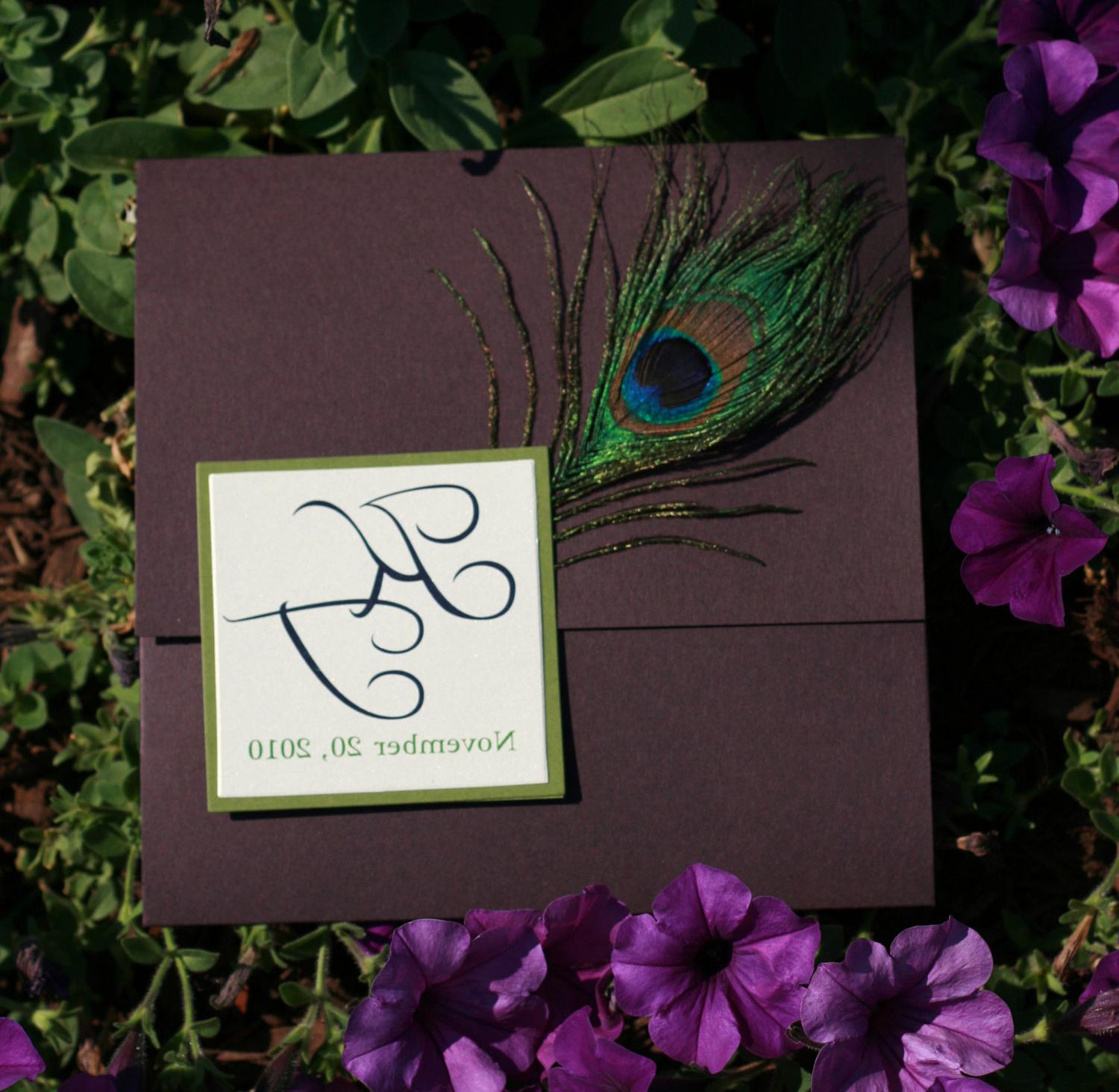 Peacock Pocketfold Eco-Friendly Wedding Invitation -- SAMPLE -- Signature