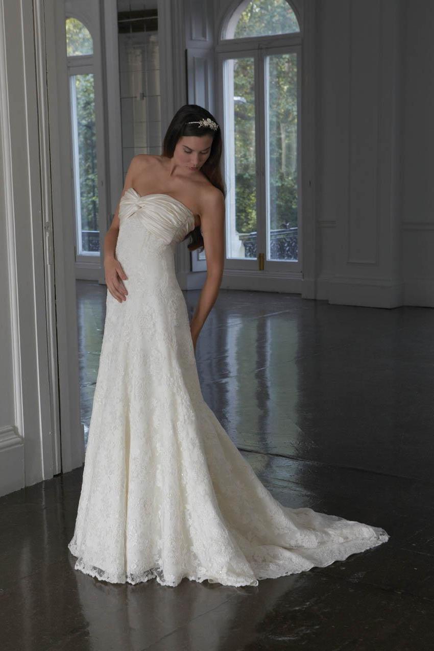 A glimmering beaded lace gown