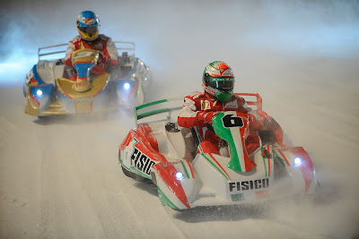 Фернандо Алонсо и Джанкарло Физикелла - картинговая гонка по льду на Wrooom 2013