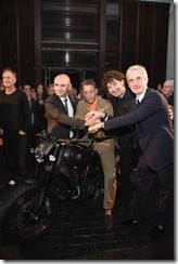 MIAMI BEACH, FL - DECEMBER 05:  Chris King, Lapo Elkann, Alessandro Cicogiani, and Andrea Tessitore, CEO of Italia Independent, attend the Italia Independent X Ducati Celebration of The Launch Of The Scrambler Ducati at The Setai Miami Beach on December 5, 2015 in Miami Beach, Florida.  (Photo by Dimitrios Kambouris/Getty Images For Ducati)