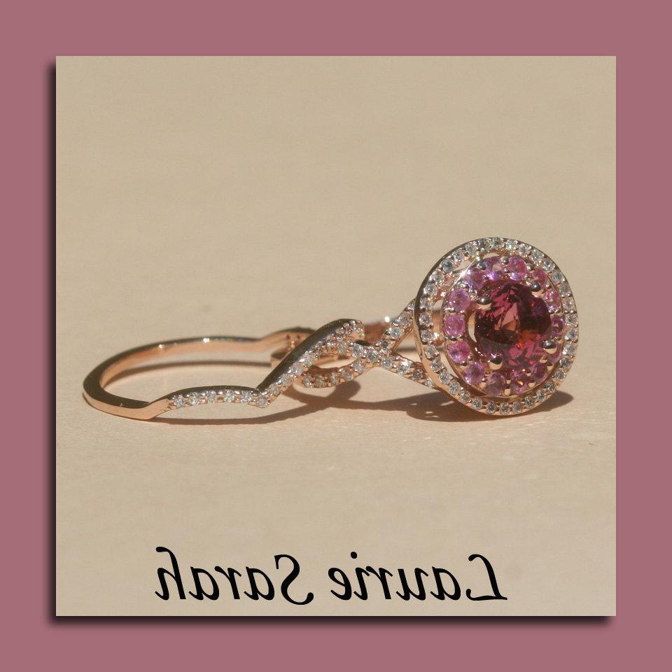 Pink Tourmaline Wedding Set in