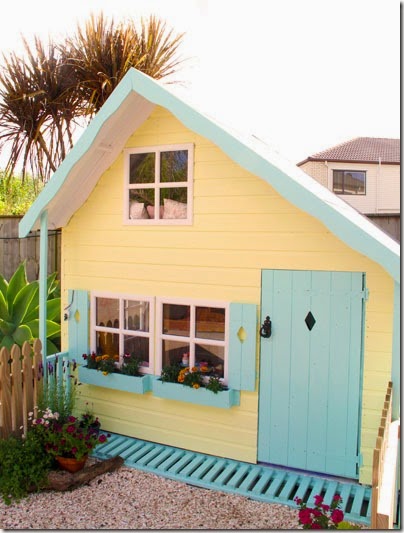 yellow and teal playhouse