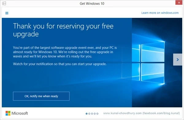 Windows 10 Upgrade Notifier (www.kunal-chowdhury.com)