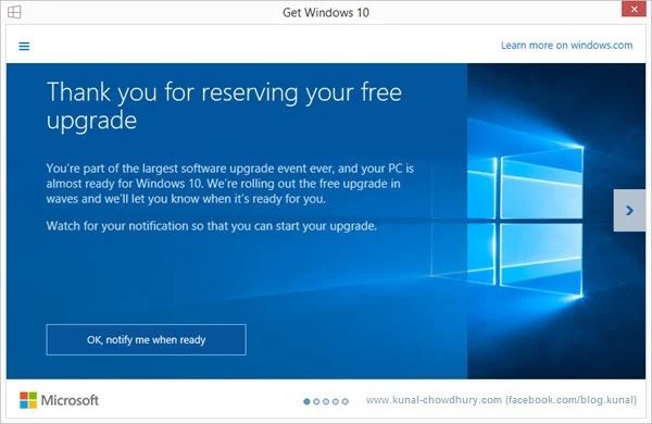 Windows 10 Upgrade Notifier (www.kunal-chowdhury.com) Windows 10 Upgrade Notifier (www.kunal-chowdhury.com)
