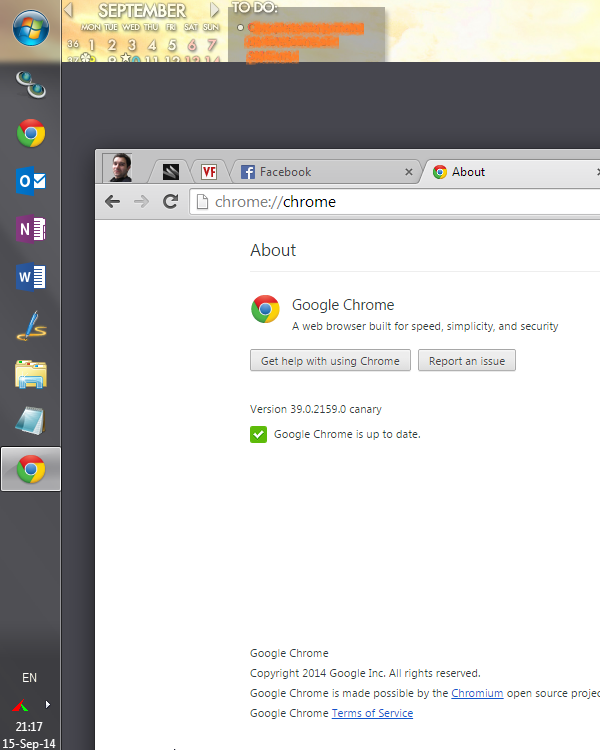 Chrome 39 Immersive mode on Windows 7