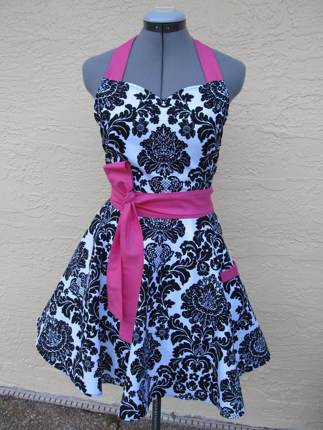 Black Damask with Hot Pink.