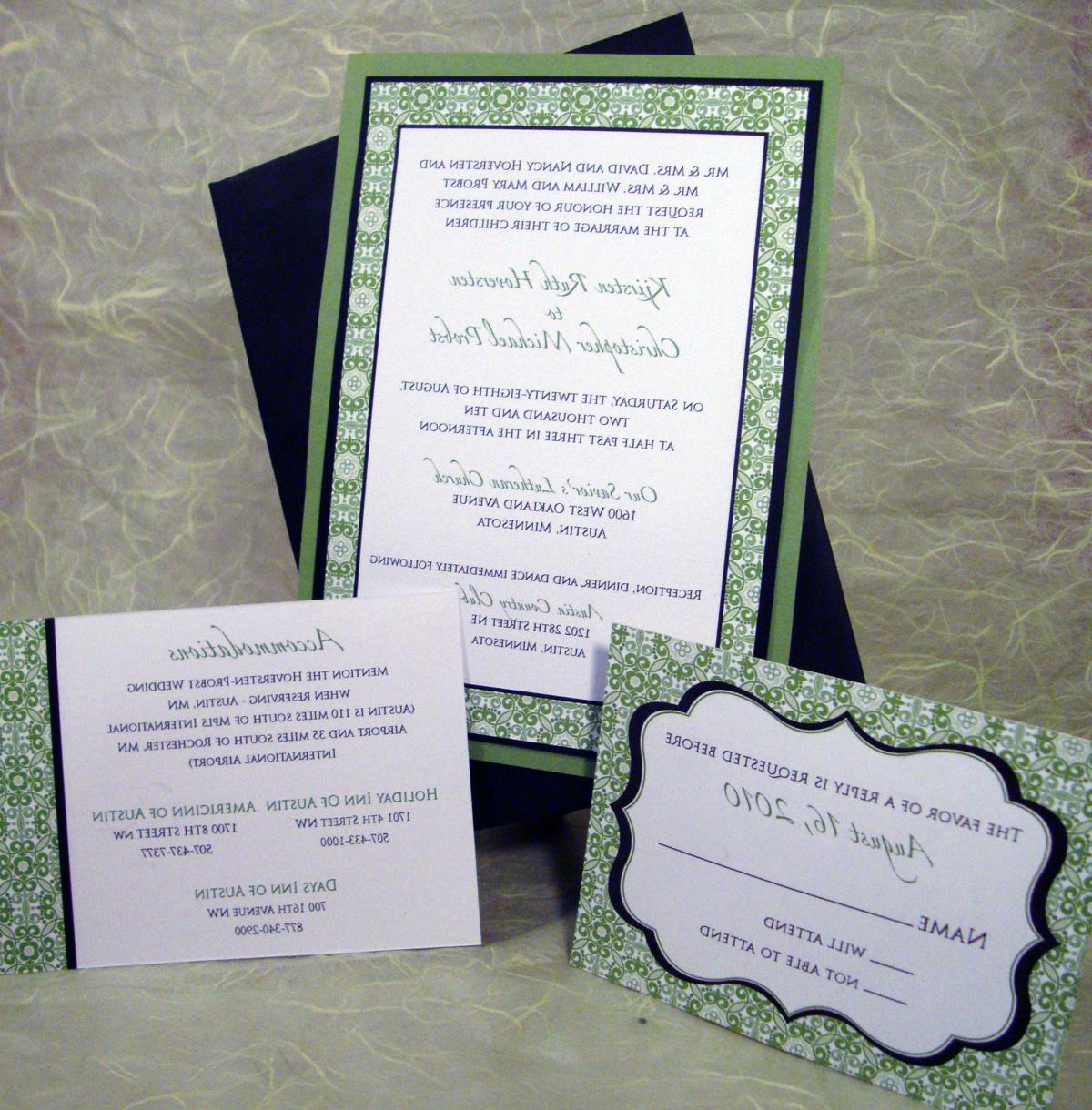 Patterned Green and Black Wedding Invitation Set. View original file MeLikey
