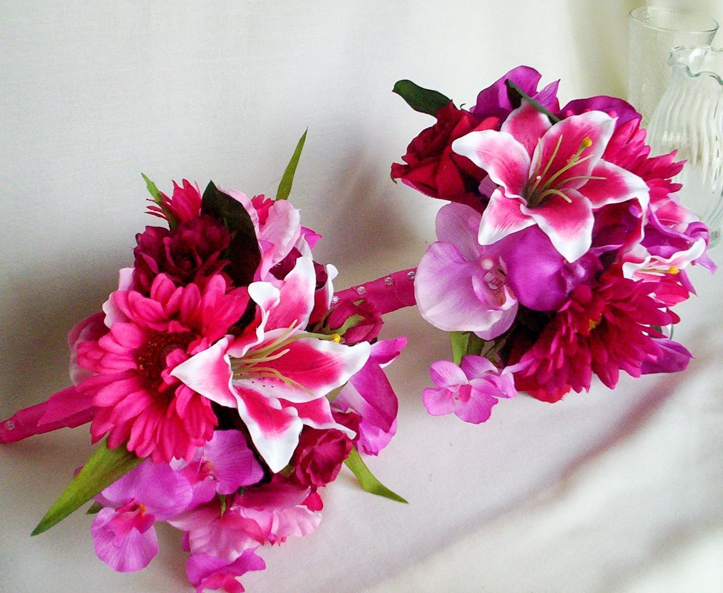 Silk Wedding Bouquets Hot Pink