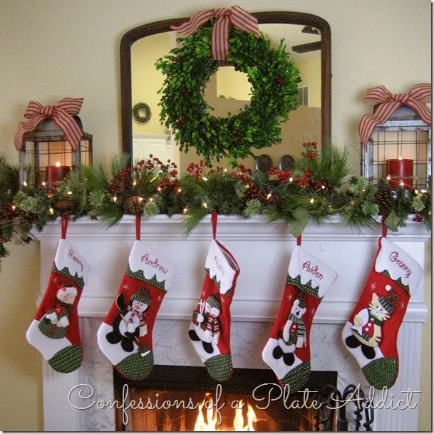 CONFESSIONS OF A PLATE ADDICT Traditional Christmas Mantel